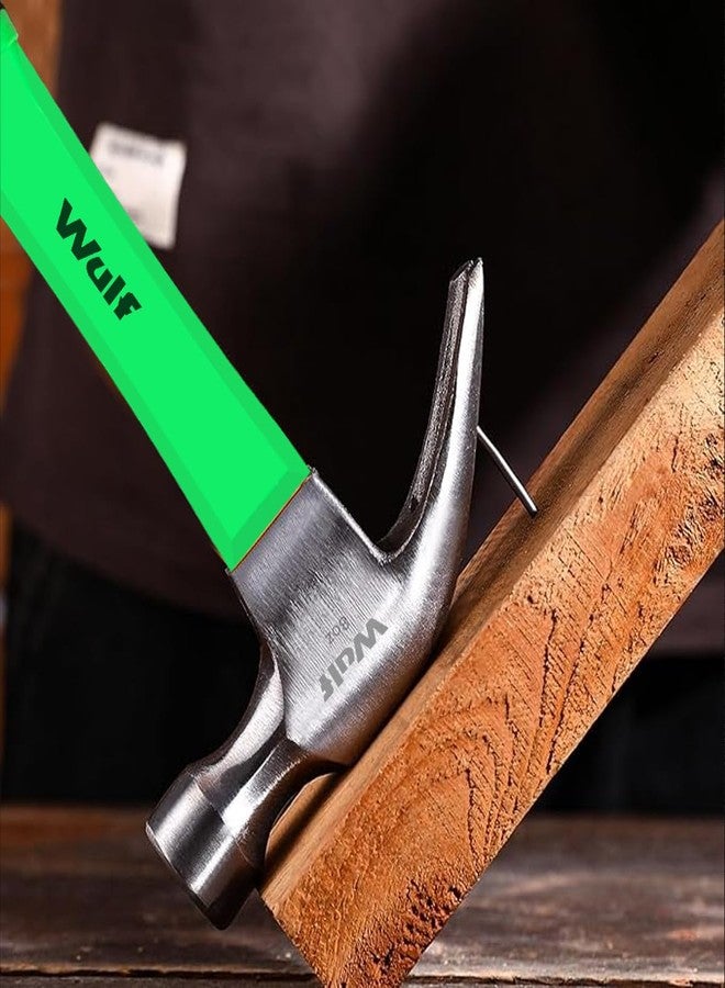 وولف مطرقة WULF بوزن 226 غرام (8 أونصة) بمخلب | رأس فولاذي شديد التحمل مع مقبض من الألياف الزجاجية | مطرقة مزدوجة الاستخدام (مسطحة ومخلب) | أدوات نجارة لأعمال النجارة، والأعمال اليدوية، والاستخدام المنزلي والمهني (أسود وأخضر) - Image 5